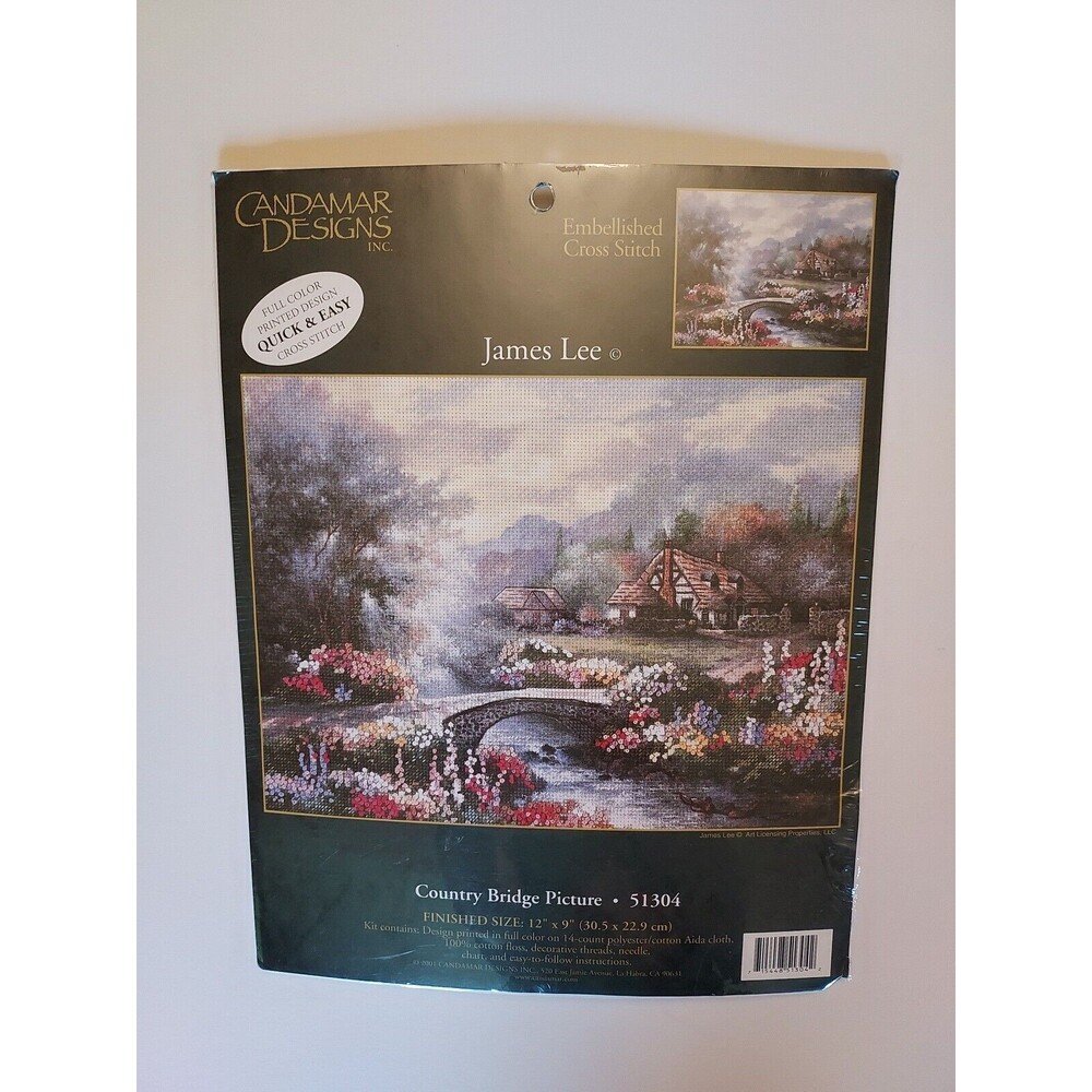 James Lee Candamar Designs  Cross Stitch Kit- Country Bridge #51304 12 X 9 NEW